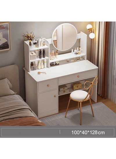 Buy Multifunctional Makeup Vanity Dressing Table with Drawers and Chair 100 CM in UAE