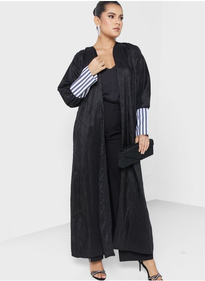 Buy Embroidered Striped Sleeve Abaya in UAE