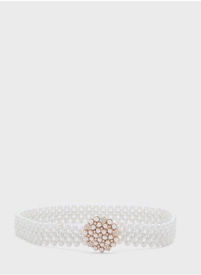 Buy Statement Buckle Pearl Belt in UAE