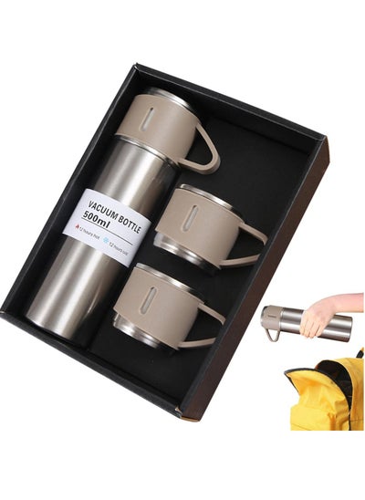 Buy Stainless Steel Thermo 500ml/16.9oz Vacuum Insulated Bottle With Cup For Coffee Hot Drink and Cold Drink Water Flask Silver in UAE