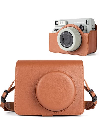 اشتري Camera Case for Instax Wide 400 Camera, PU Leather Protective Carrying Camera Bag with Adjustable Shoulder Strap- Brown في الامارات