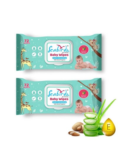 Buy Baby Care Wet Wipes Pack With Lid ; Cleaning Wipes Pack Vitamine & Aloe Vera Extract Suitable For Baby Skin Water Based For Sensitive Skin Ideal For Newborn & Toddlers Potty Cleansing Wipe Pack Of 2 in UAE