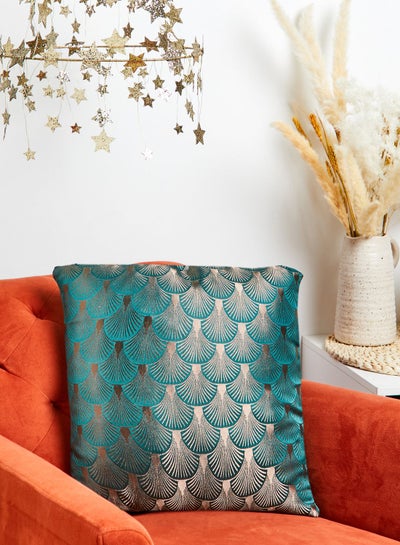 Buy Green & Gold Geometric Cushion With Insert 45X45Cm in Saudi Arabia