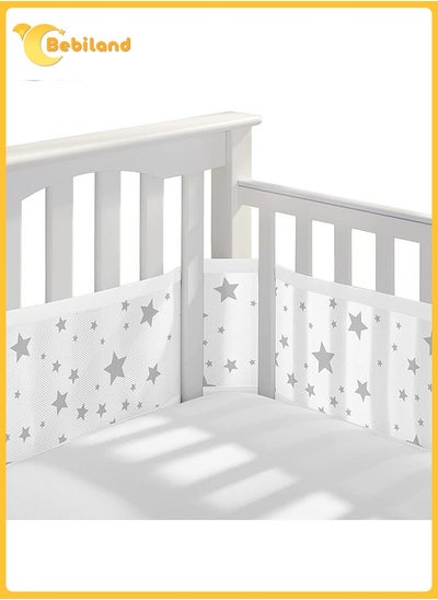 Buy Cot Bumper, Breathable Crib Cushion Bumpers Pads, Mesh Liner for Full-Size Cribs, Safe Cushioned Protective Pads for Newborn Toddlers Boys Girls (Star) in Saudi Arabia