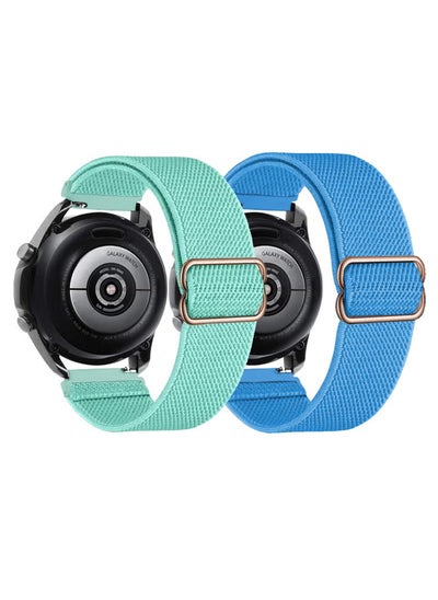 اشتري 2 Pack 22mm Watch Band Compatible With Huawei Watch GT 4 46mm, Huawei Watch 4 46mm,Samsung Galaxy Watch 3 45mm,Samsung Gear S3 Women Men Adjustable Solo Loop Elastic Wristbands Strap في السعودية