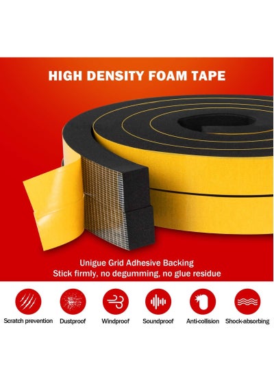 Buy High Density Self Adhesive Weather Stripping Seal for Doors and Windows Soundproof Insulation Foam Tape 1/2W X 1/4T X 26L in Saudi Arabia