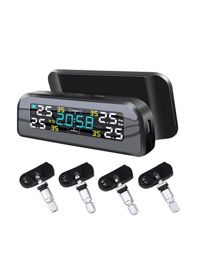 اشتري Solar Tire Pressure Monitor System Automobile Tire Pressure Alarm Clock Tire Pressure Detector 360 ° Rotatable Tire Pressure Monitoring Tyre Pressure Temperature Warning في الامارات