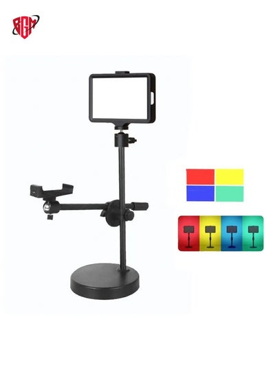 Buy 8 Inch 3200-5500K Three-color Temperature Photography Flat-panel Live Fill Light,Spec: Overhead Bracket in UAE