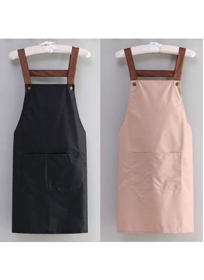 اشتري 2pcs Waterproof Kitchen Cooking Apron Chef Aprons With Pocket في الامارات