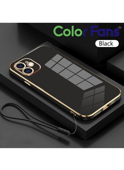 اشتري Mobile Phone Case for Apple iPhone 12 Electroplated Protective Case Gold-Black في السعودية