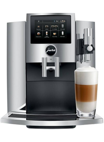 اشتري Jura S8 Chrome Coffee Machine, Touchscreen Display, Up to Level 10 Coffee Strength, 8 Specialties, 1450 Wattage, HP3 Milk Frothing System, Silver في الامارات