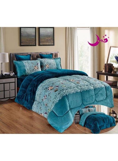 اشتري 6-Piece Compressed Two-Sided Comforter Set Microfiber Blue Microfiber Blue 220X240cm في السعودية