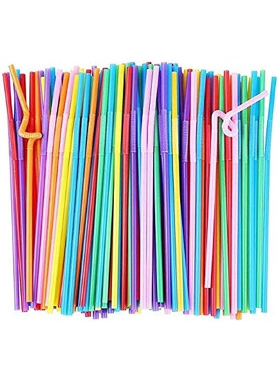 اشتري 100 Pieces Multicolor Plastic Straw Flexible Bendable Straw Drinking Straws Valentine'S Day Wedding Birthday Party Decoration Gift في الامارات