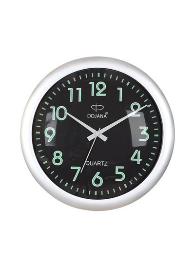 Buy Analog Wall Clock Radium Figure Silver Black in Saudi Arabia