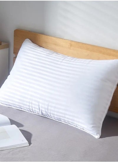 Buy 1-Piece Bed Pillow Striped White Hotel Standard Extra Soft Microfiber Anti Allergic&Anti-bacterial,  Size(50x70CM) in UAE