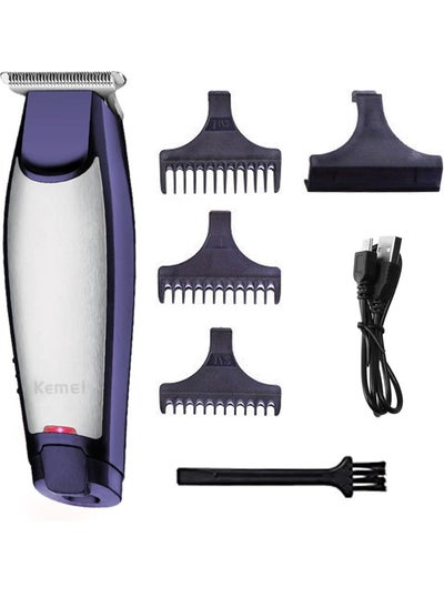 Buy KEMEI Men's Self-Cut Hair Trimmer Waterproof Cordless Rechargeable Hair Cutting Clippers Groomer with Stainless Steel in UAE