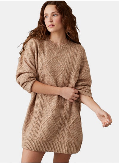 Buy AE Oversized Cable Knit Sweater Dress in Egypt