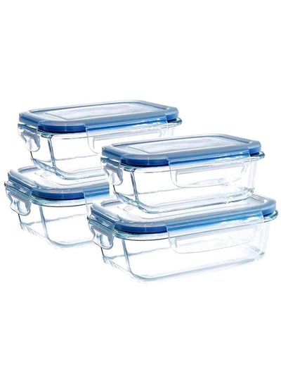 اشتري [3Diamonds] Glass Containers BPA-Free Locking lids Food Storage Container 100% Leakproof Glass Lunch Boxes, Freezer Storage container with Lids Airtight, Glass Food Storage (Set of 4) في الامارات