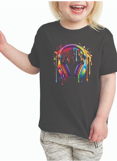 Buy Girls Black Colour Drip T-Shirt - Round Neck Short Sleeve Cotton T-Shirt - Soft and Comfortable Kids Girls Tshirt - Perfect for Everyday Wear in UAE