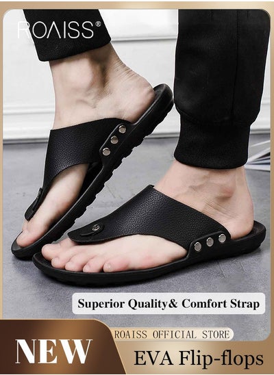 Buy Eva Sandals for Men Light and Breathable Beach Flip Flops Non Slip Slippers Leather Casual T Shaped Slipper in UAE