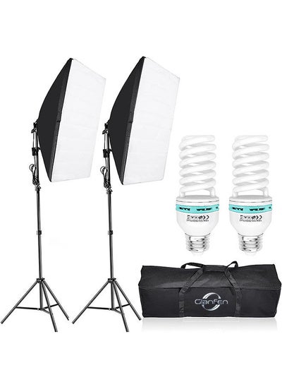 Buy Photography Softbox Lighting Kit with 2pcs 135W Bulbs Softboxs and Carry Bag in UAE