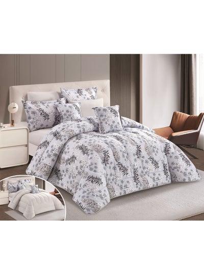 Buy 8 Piece Comforter Set Two Sided Microfiber Double King Size 240x260 in Saudi Arabia