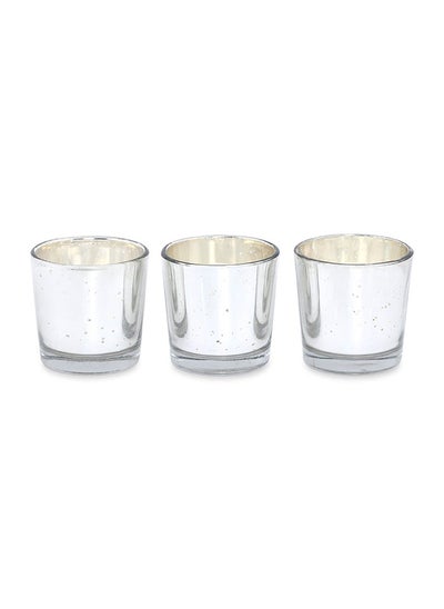 Buy Furn Votive Holder, Silver - Set of 3, 6x6 cm in UAE