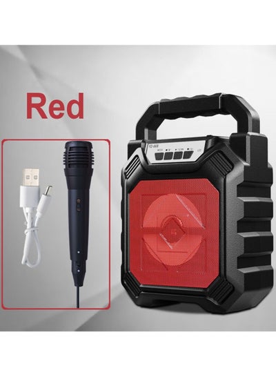 Buy Portable Wireless Bluetooth Karaoke Handheld Speaker With Microphone/FM Radio/TF Card/USB/AUX Red in UAE