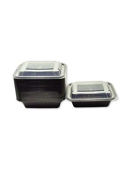 Buy Microwave Container Black Rectangular With Lid 12 Ounces Pack of 24 Pieces. in UAE