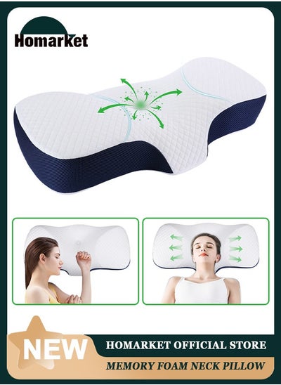 Buy Memory Foam Neck Pillow, Adjustable Ergonomic Cervical Sleeping Pillow, Neck Support Bed Pillow for Shoulder and Neck Pain Relief, Orthopedic Pillow for Side Sleeping with Washable Cover in Saudi Arabia