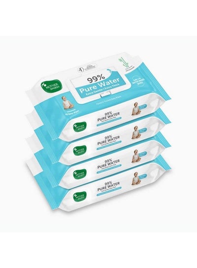 اشتري 99% Pure Water Baby Wipes Pack Of 4 (40 X 4 Wipes) ; Travel Friendly Pack Made With Plant Based Fabric في الامارات