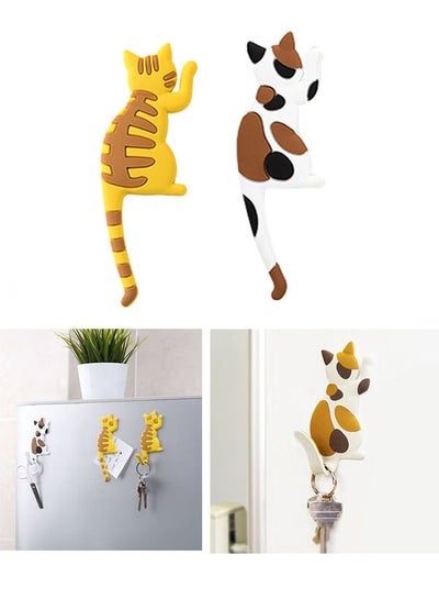 Buy Magnetic Refrigerator Stickers Cartoon Cats Magnetic Suction Refrigerator Hook PVC Decorative Household Items Can Be Used to Hang Photos Memo Keys (2 Pieces) in UAE