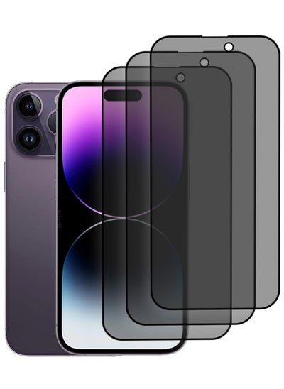 Buy [iPhone 14 Pro Max] 3 Pack Privacy Screen Protector 9H Full Coverage Screen Tempered Glass Anti-Spy Bubble Free Case Friendly Screen Protector in UAE