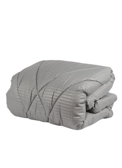 Buy Luxury soft summer bedspread set for two people, 6 pieces, fixed middle filling 220 x 230 cm, gray color in Saudi Arabia