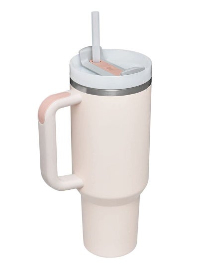 اشتري 40oz  Quencher H20 Flowstate Stainless Steel Vacuum Insulated Tumbler with Lid and Straw for Water, Iced Tea or Coffee, Smoothie and More, Cream (Rose Quartz) في الامارات