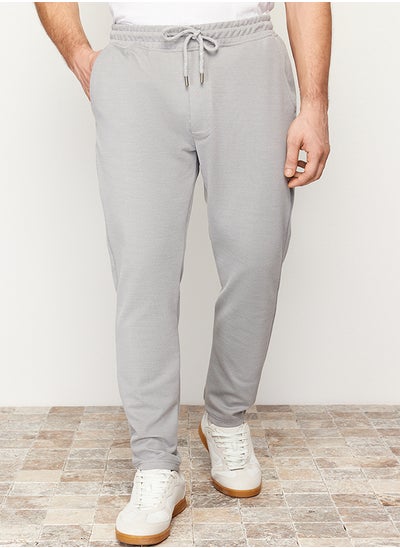 Buy Gray Jogger Fit Lace Waist Textured Knitted Comfortable Trousers TMNSS24PL00007 in Egypt