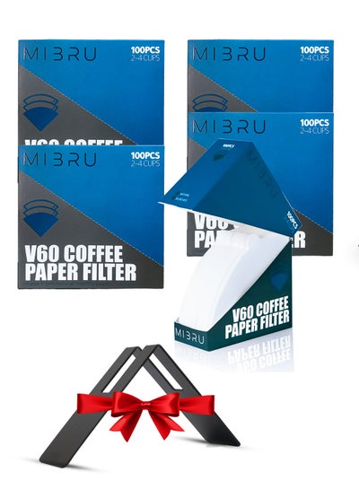 Buy 500 Piece Coffee Paper Filter Set V60 Size 02 White With Coffee Filter Holder Metal in Saudi Arabia