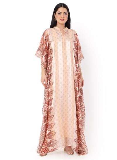 اشتري SHINY DIGITAL PRINTED LONG ELEGANT ARABIC KAFTAN JALABIYA DRESS في السعودية