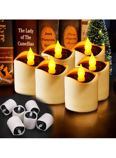 Buy Solar LED Tealight Candle, 6 PCS Flameless Tea Lights Candles with Soft Flickering, Waterproof Rechargeable Lamp, for Outdoor Wedding Party Birthday Home Decor, Warm White Light in UAE