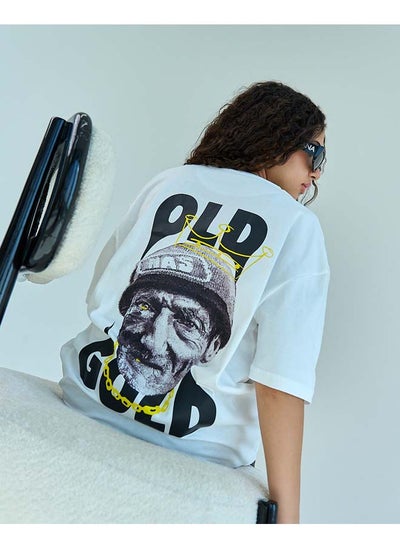 Buy old-is-gold-unisex-oversized-ss-t-shirt-off-white-1 in Egypt