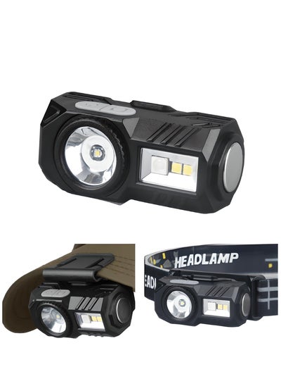 Buy LED Rechargeable Headlamp, Super Bright High Lumen Head Lamp, 800 Lumen Head Lamp with 9 Modes, Gesture Sensing, IPX4 Waterproof, Head Lights for Forehead in UAE