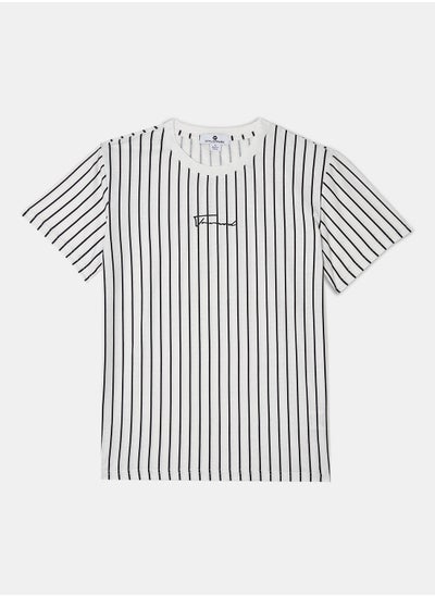 Buy Stripe Relaxed Crew Neck T-Shirt in Saudi Arabia