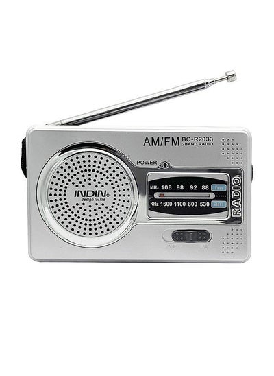 Buy INDIN BC-R2033 Mini AM FM Radio 2 Band Radio Receiver Portable Pocket Radio Built-in Speaker in UAE