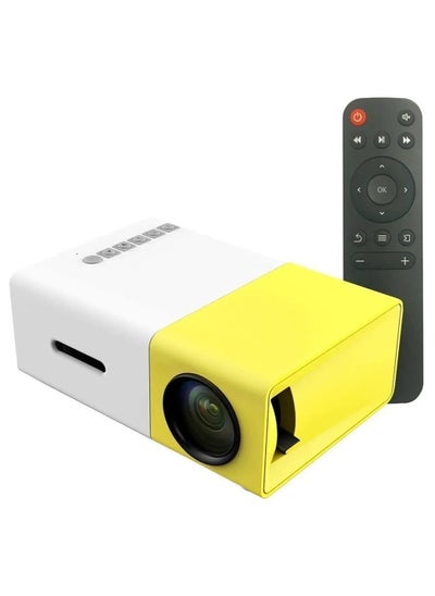 Buy Mini Portable High Resolution LED Projector 600 Lumens Video With 1080P Progressively Displayed Pixels Resolution With Remote Control  Color White And Yellow Mix in UAE