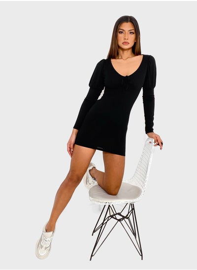 Buy Bust Cup Puff Sleeves Mini Dress in Saudi Arabia