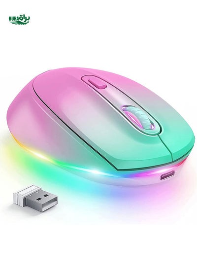 Buy JOMAA JOMAA Rechargeable Wireless Mouse Portable 2.4G Wireless Mouse LED Rainbow Lights Quiet Click Mice for Laptop Computer in UAE