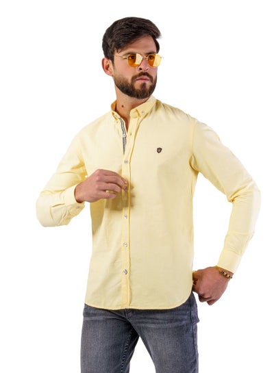 اشتري قميص رجالي - قطن - لون أصفر في مصر