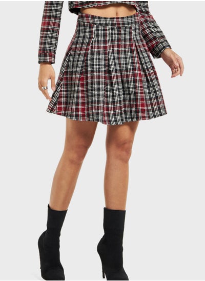 Buy Checked Pleated Mini Skirt in Saudi Arabia