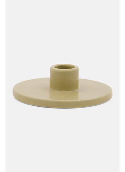 Buy Ceramic Candle Holder 12 x 12 x 3,5 cm, Dark Beige in Saudi Arabia