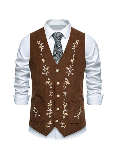 اشتري New Fashion Embroidered Single Breasted Suit Vest في السعودية